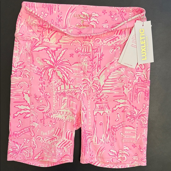 Lilly Pulitzer Pink Patterned workout set (bike shorts & tank) - Picture 3 of 3